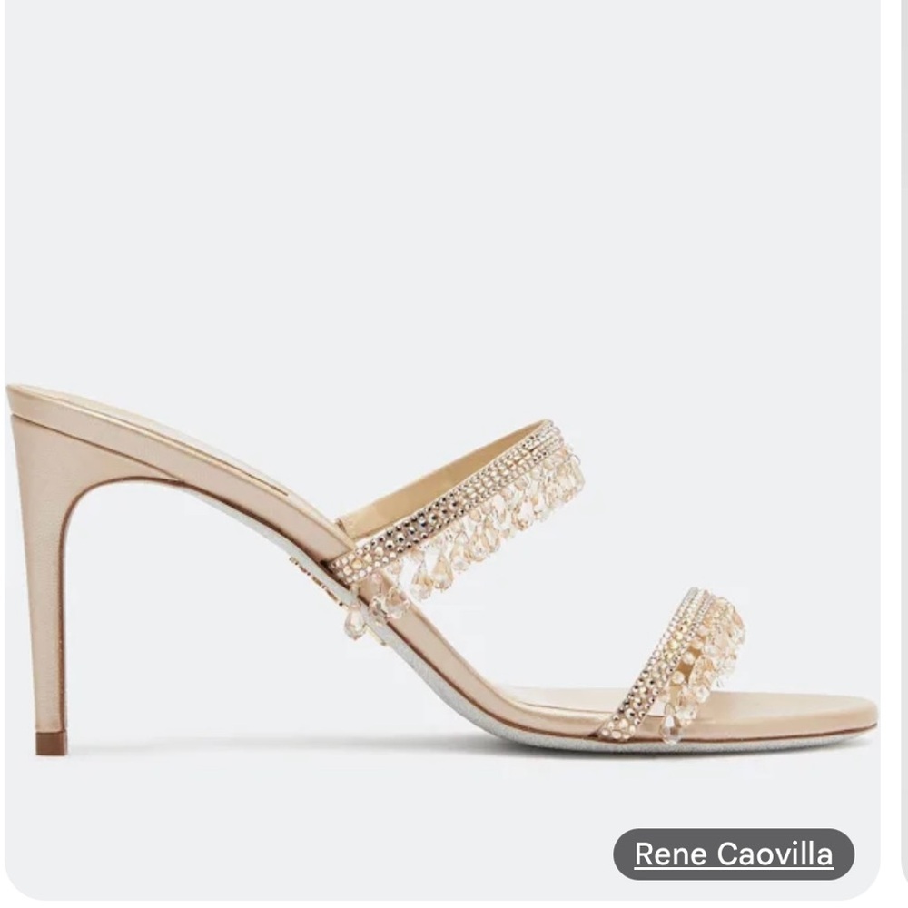 NIB Rene Caovilla Beige/Gold Chandelier Heels - Picture 7 of 12